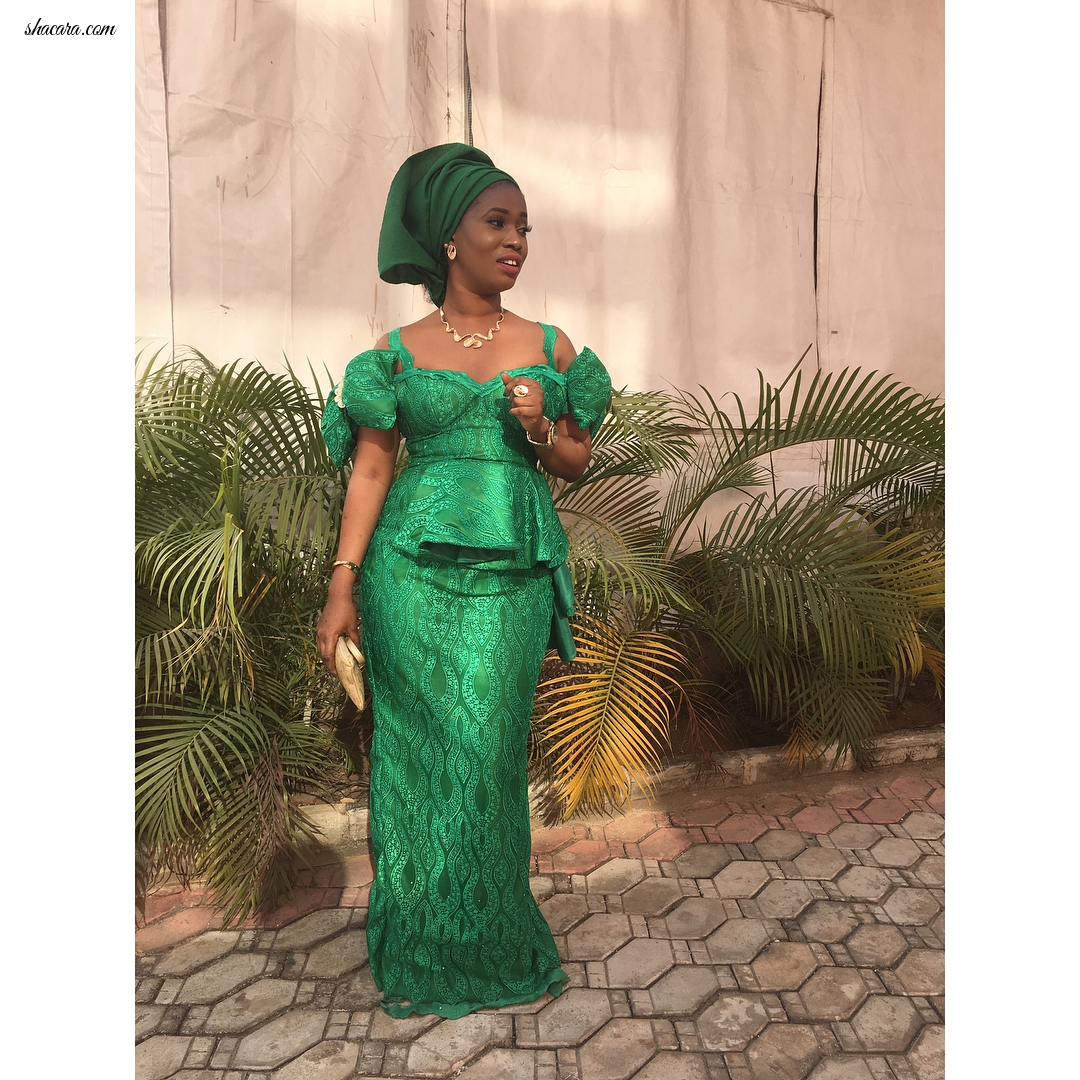 GREEN RUSH!LATEST ASO EBI STYLES FROM THE OWAMBE PARTIES