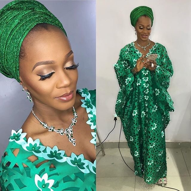 GREEN RUSH!LATEST ASO EBI STYLES FROM THE OWAMBE PARTIES