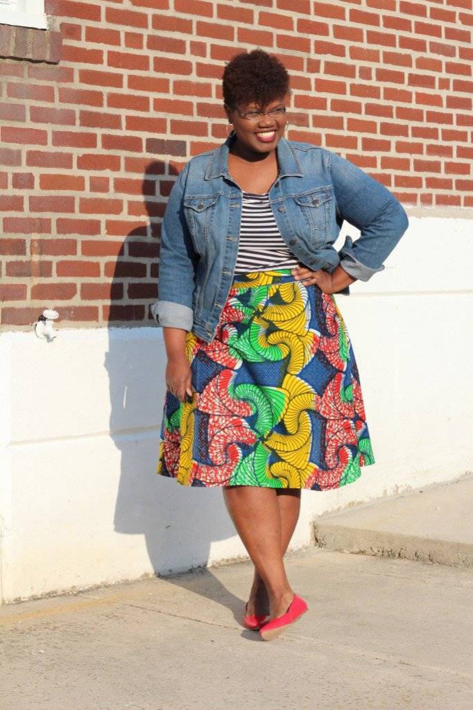 HOW TO ROCK ANKARA SKIRT AND DENIM SHIRT