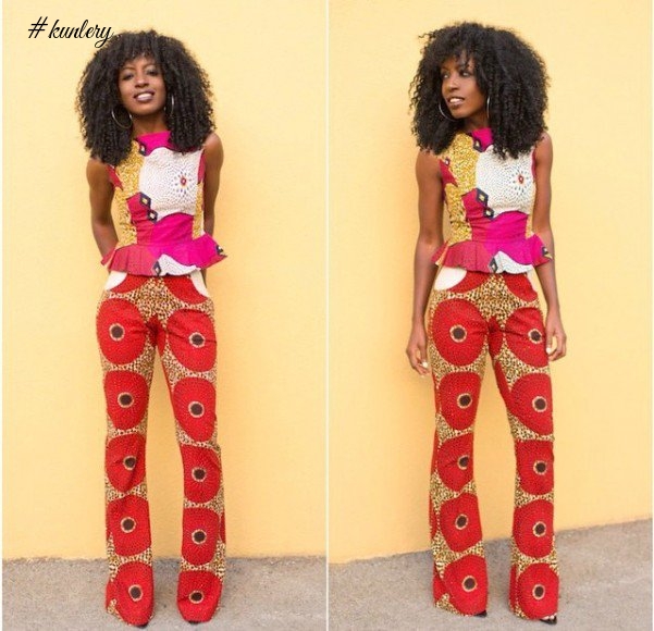 THE MATCHING ANKARA TROUSERS AND PEPLUM TOP TWO-PIECE SET YOU NEED TO SLAY NOW