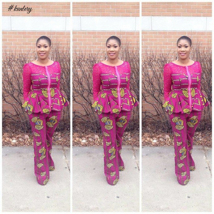 THE MATCHING ANKARA TROUSERS AND PEPLUM TOP TWO-PIECE SET YOU NEED TO SLAY NOW