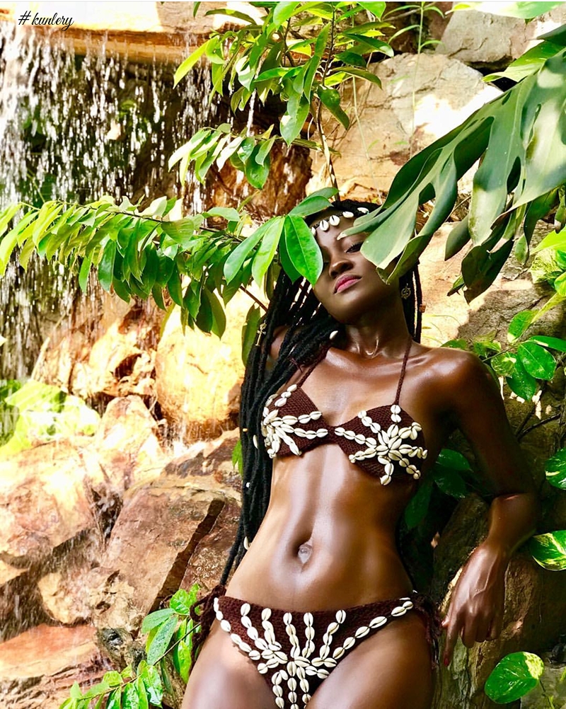 Hamamat Is Flexing In Her Complexion In This Haute Cowrie Shell Bikini As The Bri Wireduah Trend Picks Up