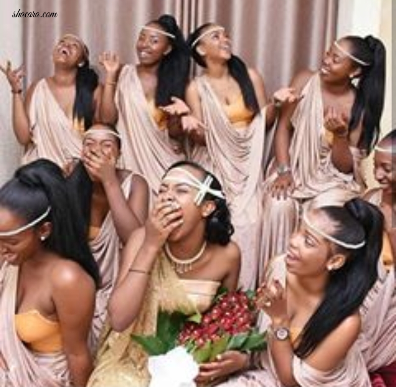 Every Thing Stunning About Rwandan Brides & Bridesmaids And Their Beautiful One Of Shoulder Style