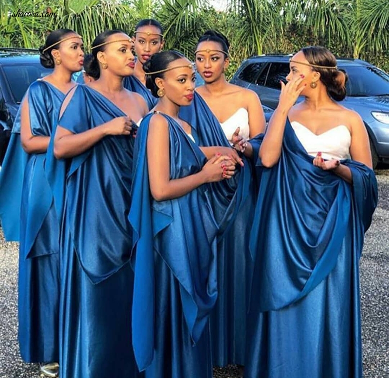 Every Thing Stunning About Rwandan Brides & Bridesmaids And Their Beautiful One Of Shoulder Style