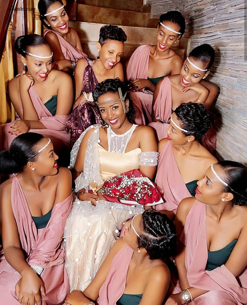 Every Thing Stunning About Rwandan Brides & Bridesmaids And Their Beautiful One Of Shoulder Style