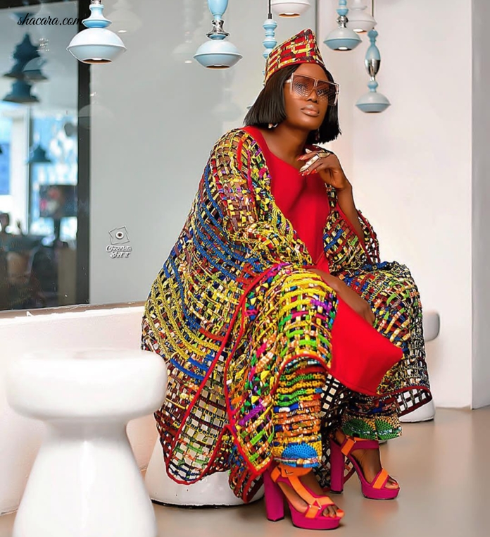 Fashion Brand Claturally Fixes Up Nana Akua Addo This Beautiful African Print Wooven Kaftan