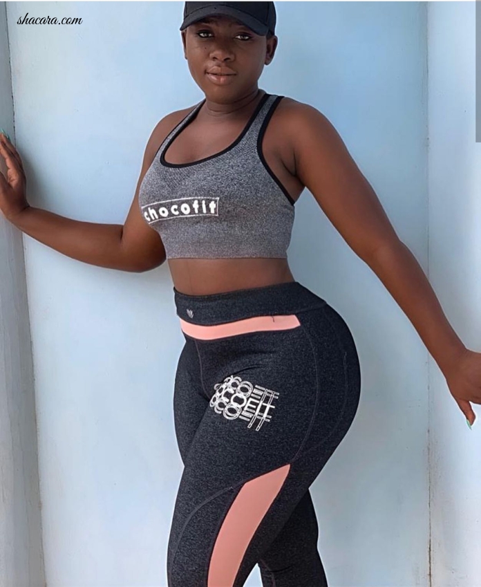 PICS: The Voluptuous Lady Afia Serves Curves In Images For New Ghanaian Sportswear Brand Chocofit GH